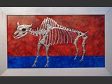 Bison-Bison
Fl�ssigmetallbild, Zinn, Acryl auf Stahlplatte.
Ma�e: B 108 H 69 cm