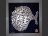 Fugu
Blattgold, Zinn, Acryl auf Stahlplatte.
Ma�e: 69 / 69 cm